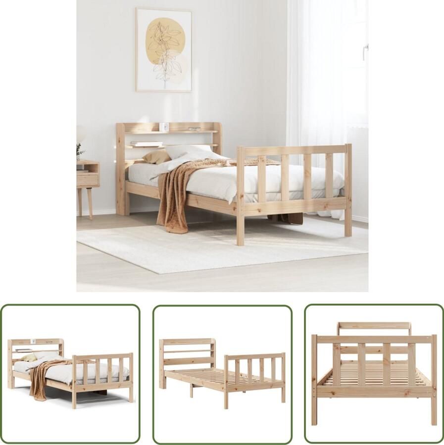 The Living Store Bedframe zonder matras massief grenenhout 90x200 cm Bed Frame Houten Bed Grenenhout Bed Tweepersoons Bed Éénpersoons Bed