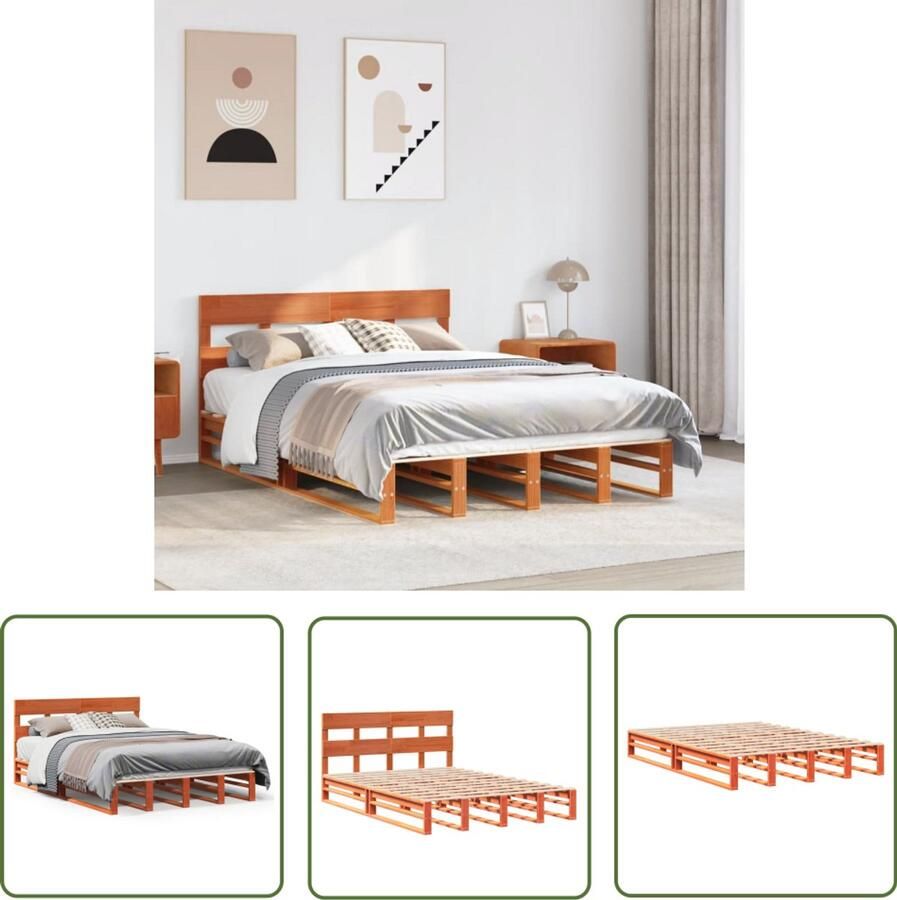 VidaXL Bedframe zonder matras massief grenenhout wasbruin 120x200 cm Bed Frame Houten Bed Grenen Hout Bed Tweepersoons Bed Boxspring Bed