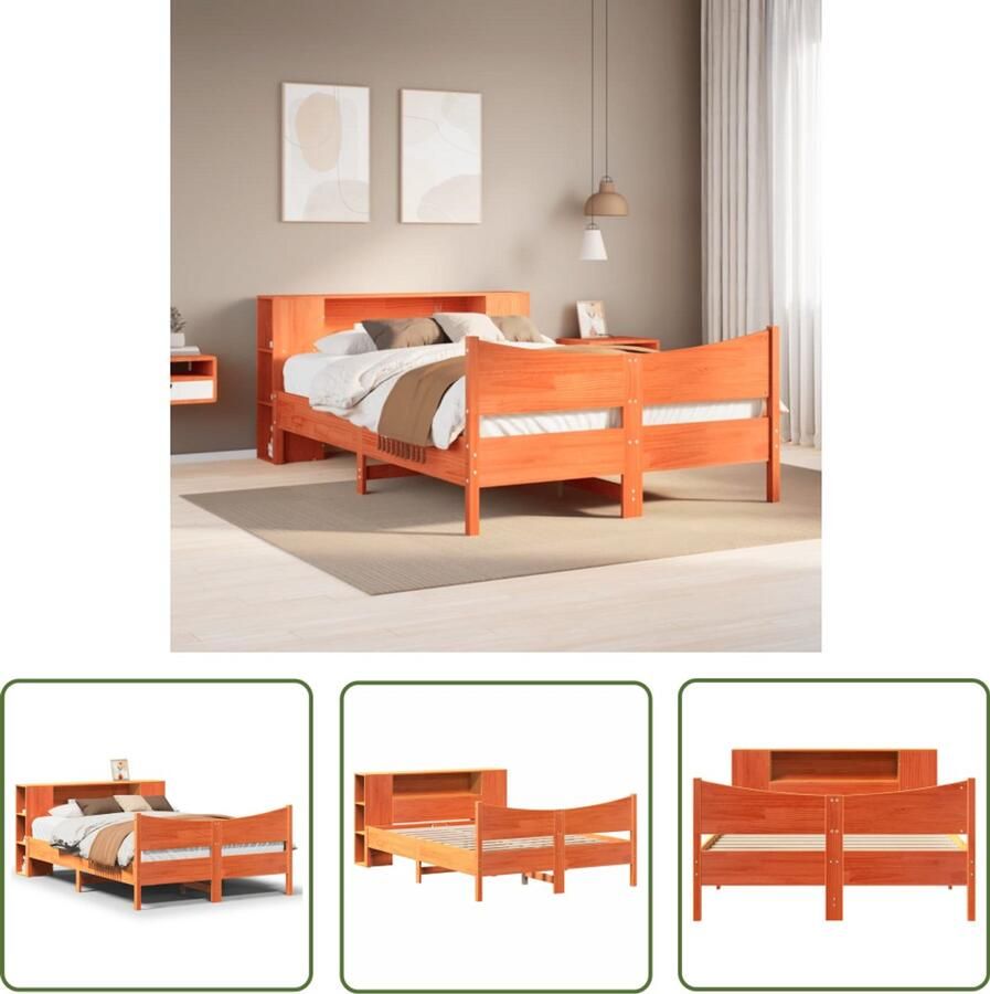 VidaXL Bedframe zonder matras massief grenenhout wasbruin 120x200 cm Bed Frame Houten Bed Grenen Hout Bed Slaap Kamer Hoofdbord