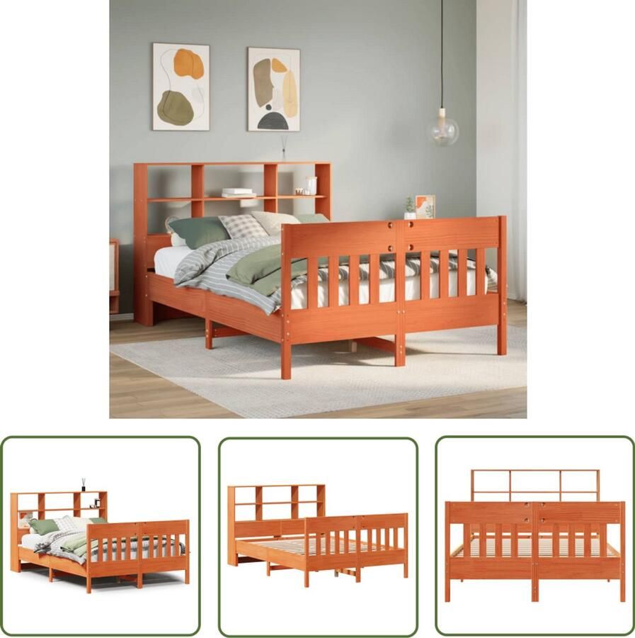VidaXL Bedframe zonder matras massief grenenhout wasbruin 150x200 cm Bed Frame Houten Bed Grenen Hout Bed King Size Bed Tweepersoonsbed