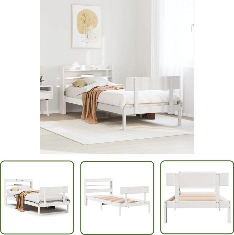 VidaXL Bedframe zonder matras massief grenenhout wit 75x190 cm Bed Frame Houten Bed Slaap Kamer Slaapbank Tweepersoonsbed