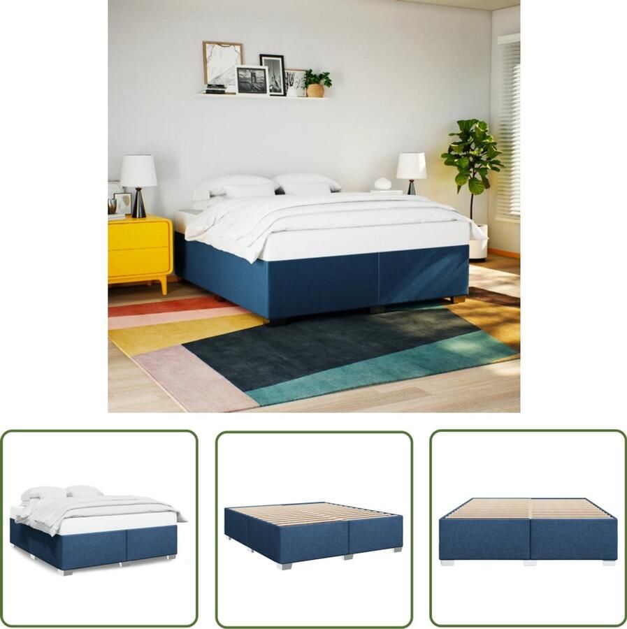 VidaXL Bedframe zonder matras stof blauw 180x200 cm Bed Frame Houten Bed Tweepersoonsbed Boxspring Slaapkamer Decoratie