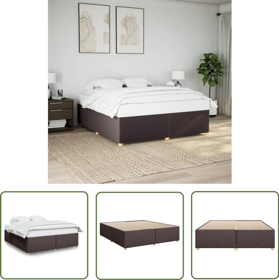 VidaXL Bedframe zonder matras stof donkerbruin 200x200 cm Bed Frame Houten Bed Tweepersoonsbed Boxspring Slaapcomfort