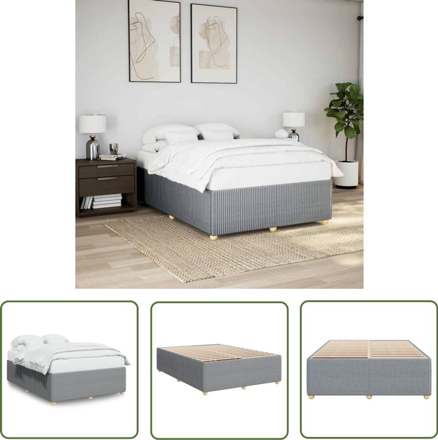 VidaXL Bedframe zonder matras stof lichtgrijs 140x200 cm Bed Frame Houten Bed Tweepersoonsbed Slaapcomfort Design Bed