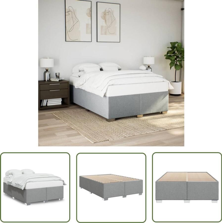 VidaXL Bedframe zonder matras stof lichtgrijs 160x200 cm Bed Frame Houten Bed Tweepersoonsbed Slaapcomfort Slaapkamerstijl