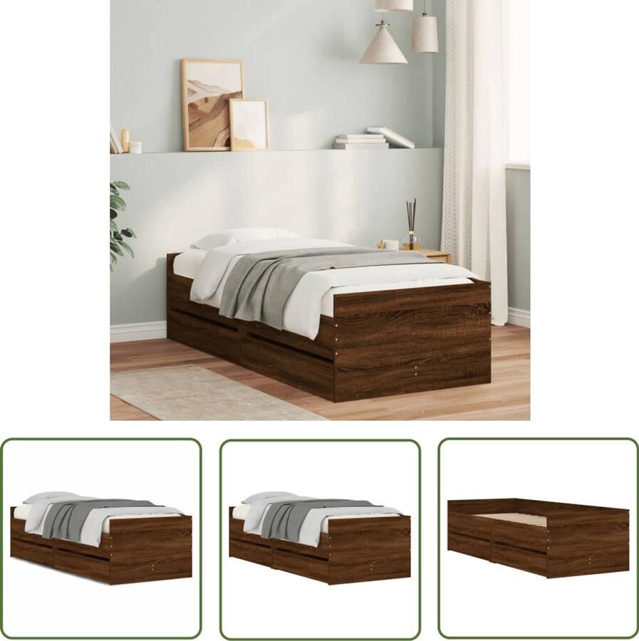 VidaXL Houten Bed Frame Bruin Eiken Bed Frame Bedframe met lades bruin eikenkleur 90x190 cm Bed Frame Met Lades Tweepersoons Bed Frame 90x190 Bed Frame