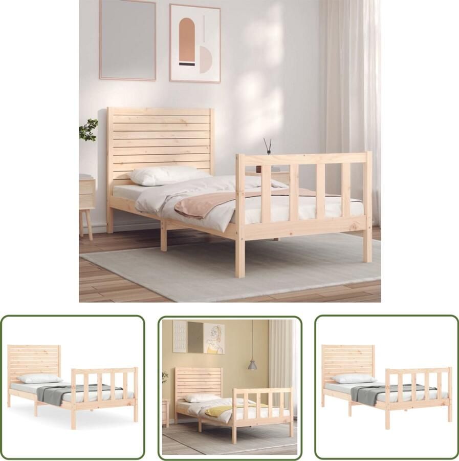 VidaXL Houten Bed Frame Massief Grenenhout Bed Bedframe met hoofdbord massief hout Bed Frame Met Hoofdbord Tweepersoons Bed King Size Bed