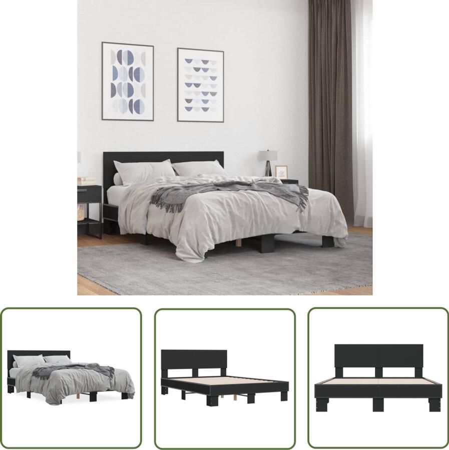 VidaXL Houten Bed Frame Slaapcomfort Bedframe bewerkt hout metaal zwart 120x190 cm Metalen Bed Frame Tweepersoons Bed Boxspring Bed