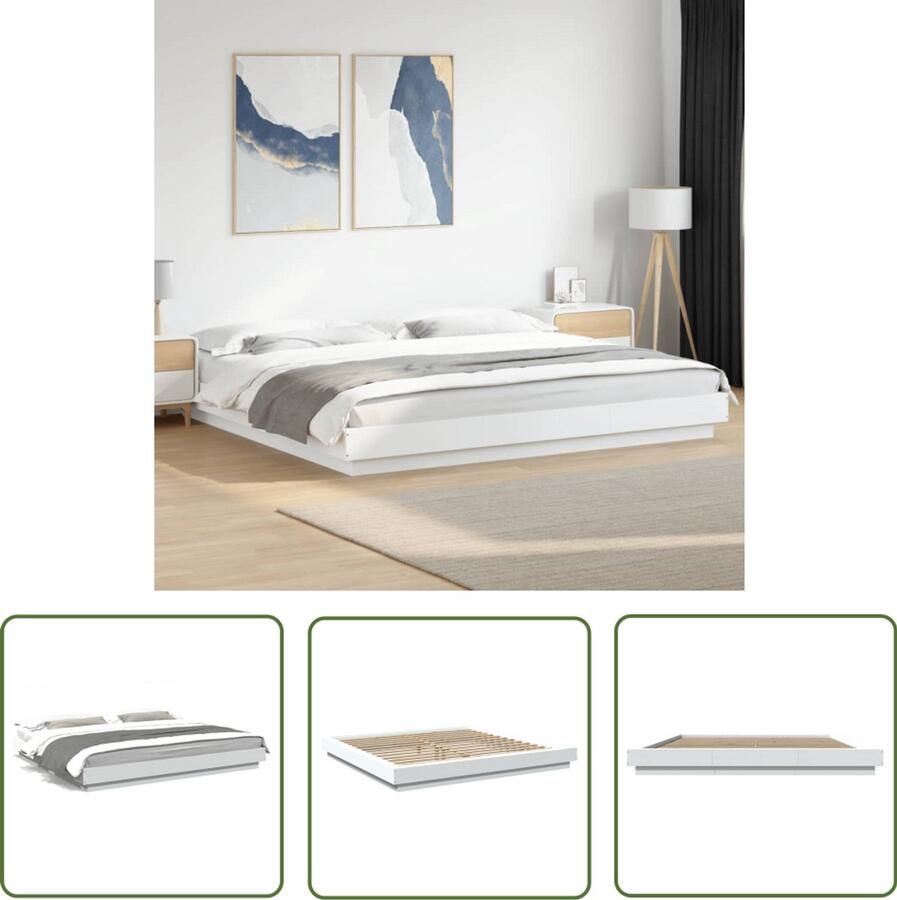VidaXL Houten Bed Frame Slaapcomfort Bedframe massief hout wit 200x200 cm Tweepersoons Bed Modern Bed Witte Bed