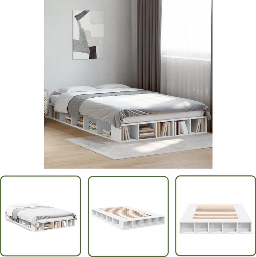 VidaXL Houten Bed Frame Wit Bed Frame Bedframe massief hout wit 120x200 cm Bed Frame 120x200 Tweepersoons Bed Frame Slaapcomfort