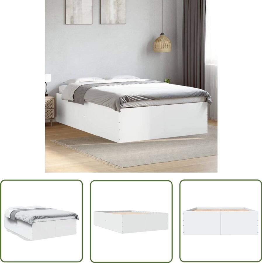 VidaXL Houten Bed Frame Witte Bed Frame Bedframe bewerkt hout wit 140x200 cm Slaapcomfort Bed Frame 140x200 Minimalistisch Bed Frame