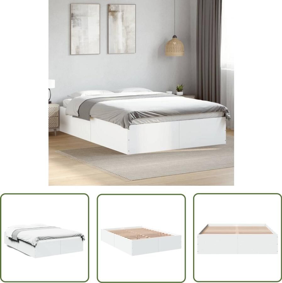 VidaXL Houten Bed Frame Witte Bed Frame Bedframe massief hout wit 140x190 cm Bed Frame 140x190 Modern Bed Frame Bed Frame Met Lattenbodem