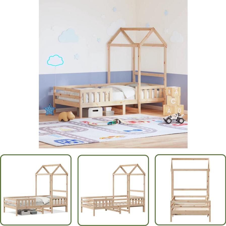 VidaXL Houten Bed Kinderbed Bedframe met huisje massief grenenhout 100x200 cm Bed Frame Kids Bed Grenenhouten Bed