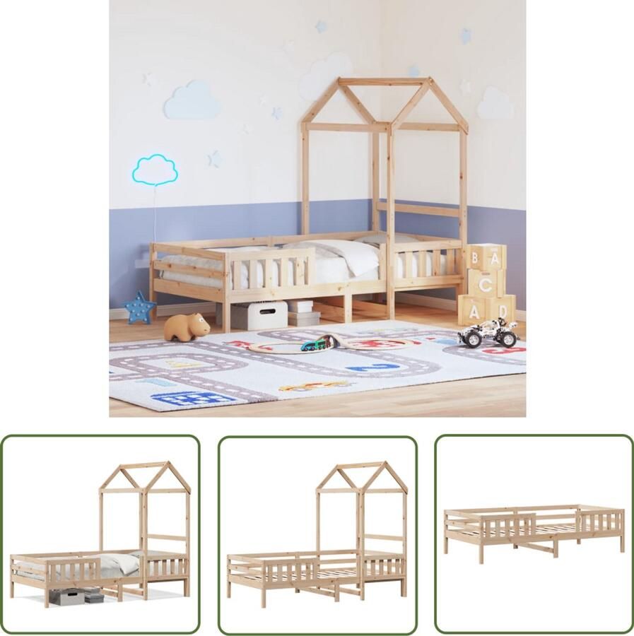 VidaXL Houten Bed Kinderbed Bedframe met huisje massief grenenhout 75x190 cm Grenenhouten Bed Kids Bed Speelbed