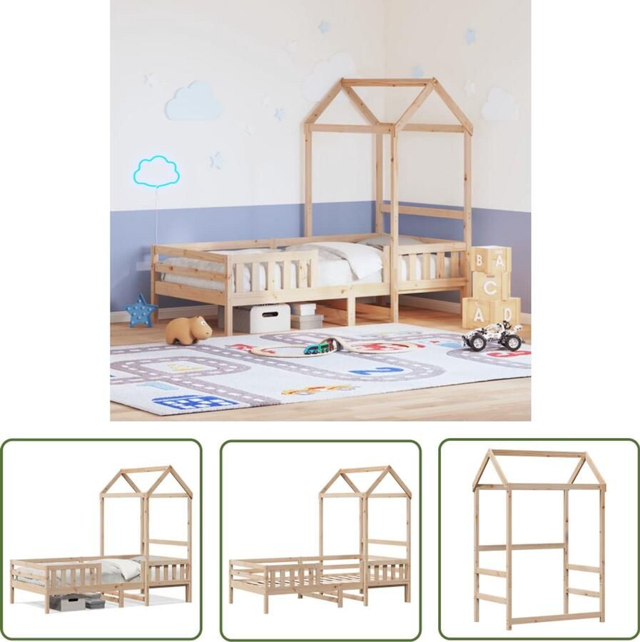 VidaXL Houten Bed Kinderbed Bedframe met huisje massief grenenhout 80x200 cm Grenenhouten Bed Frame Kids Bed