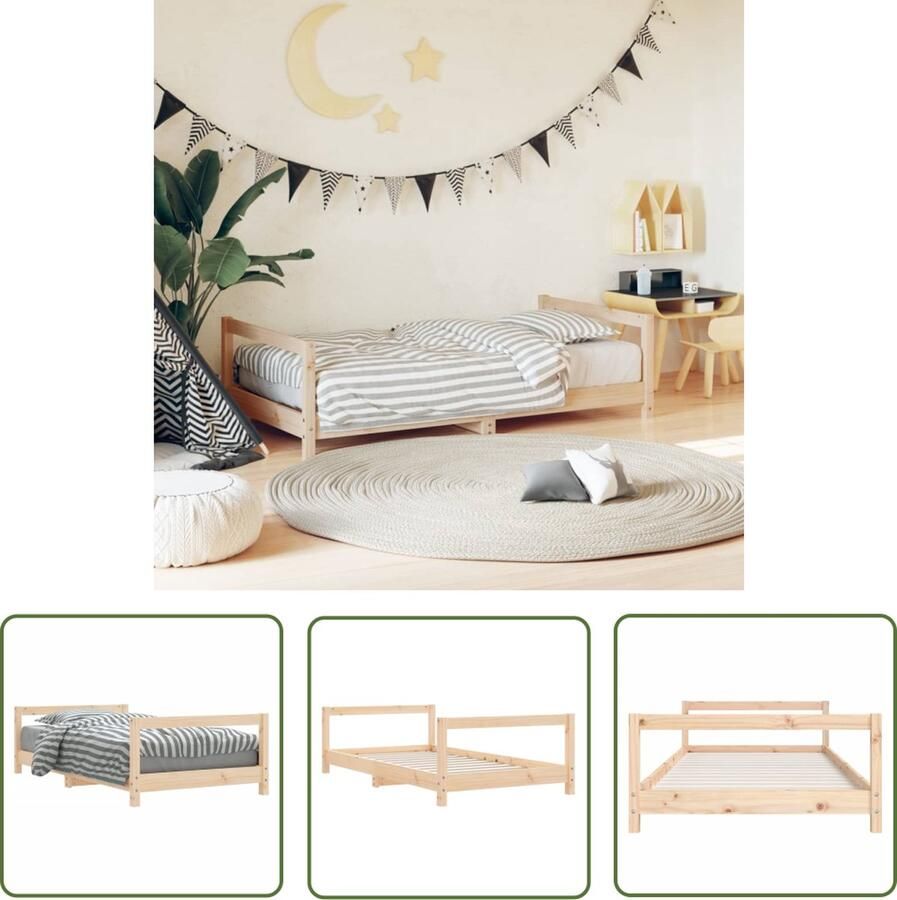 The Living Store Kinderbedframe Grenenhout 165.5 x 85.5 x 45 cm Met stevige lattenbodem Functioneel hoofd- en voeteneinde Geschikt voor kinderen van 4 jaar en ouder Montage vereist