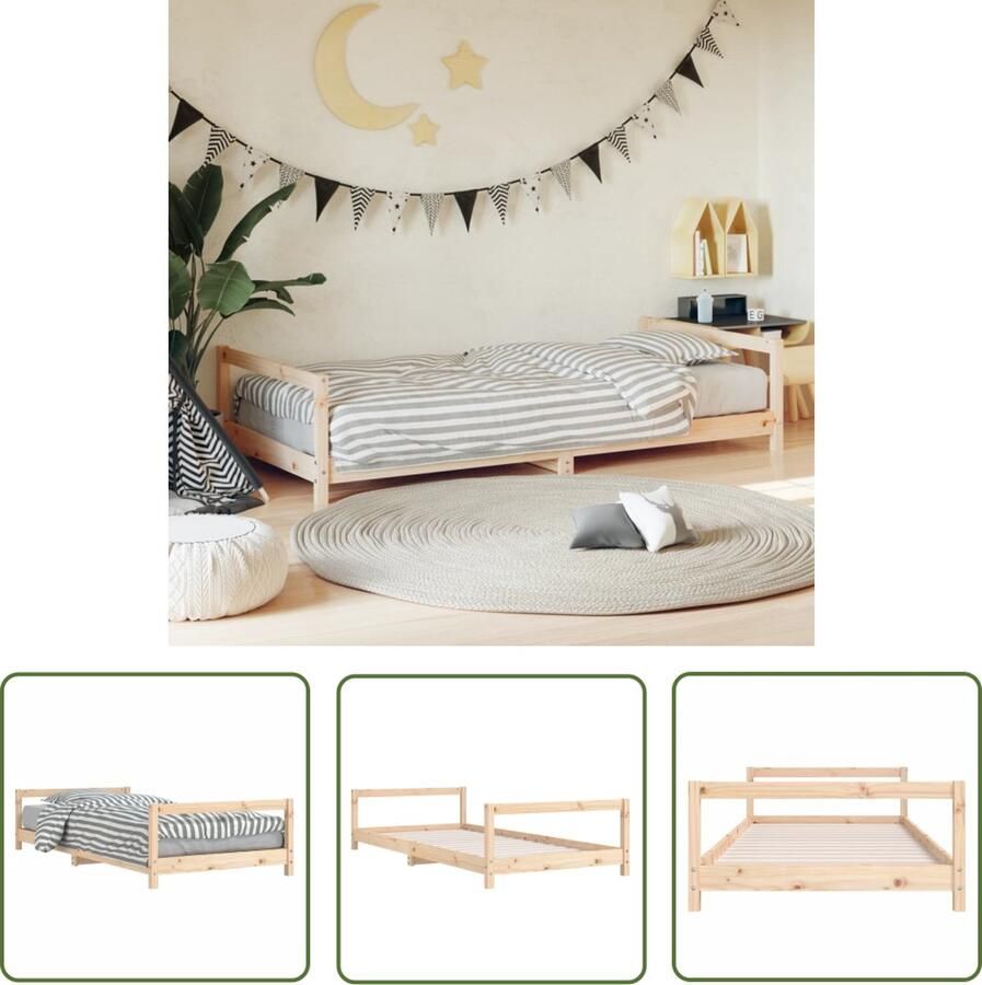 The Living Store Kinderbedframe Pino Eenpersoons Hout 195.5 x 95.5 x 45 cm Rustiek design Kinderbed Frame Houten Bed Kids Bed Grenenhouten Bed Eenpersoonsbed