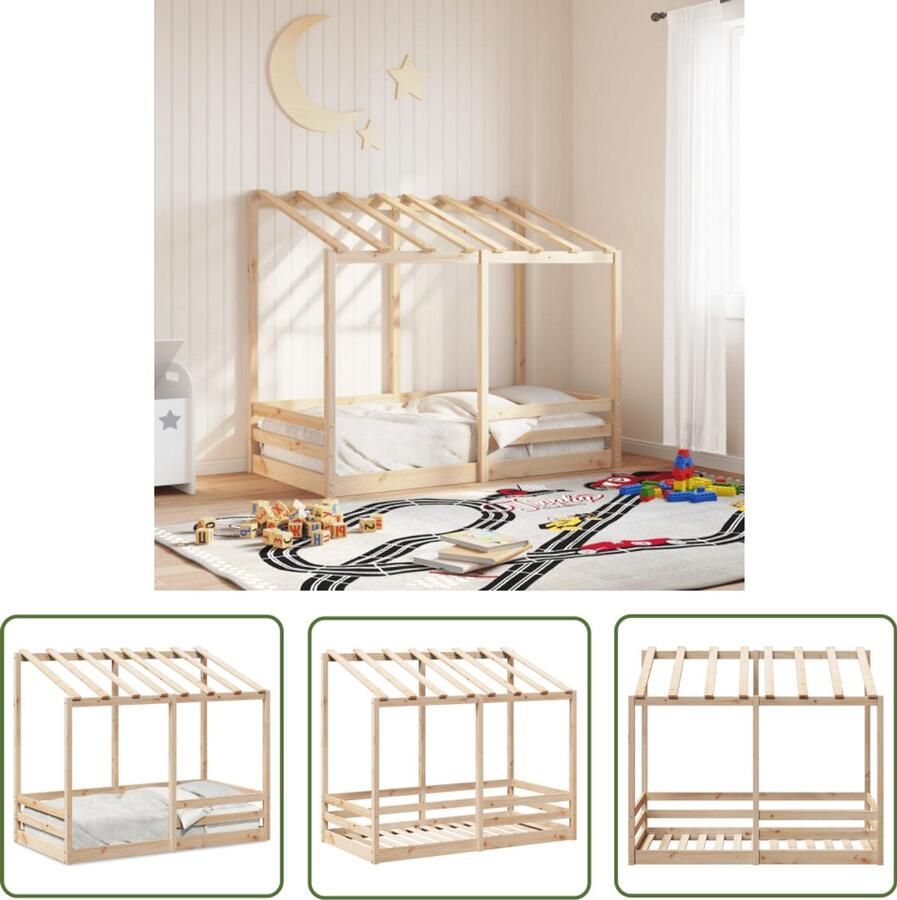 VidaXL Kinderbed met bedhuis 70x140 cm massief grenenhout Kinderbed Houten Bed Grenenhouten Bed Kidsbed Kindermeubilair