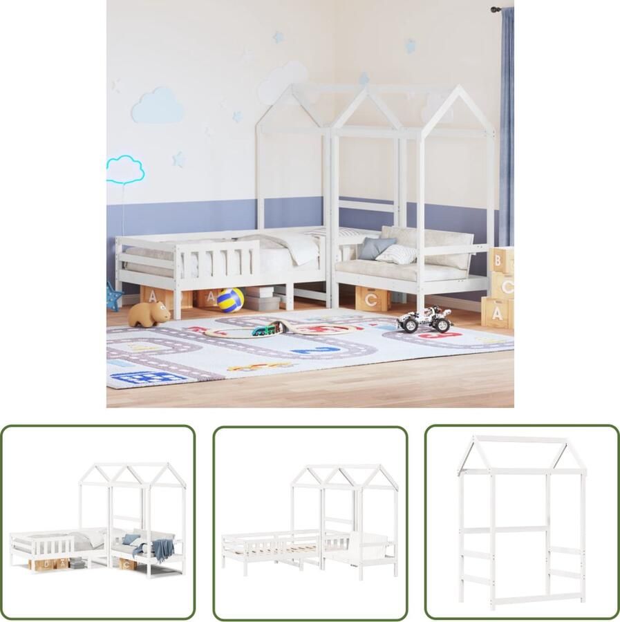 The Living Store Bedframe Wit Massief Grenenhout 205.5 x 85.5 x 56 cm Modern Design Kinderbed Houten Bed Frame Grenenhouten Bed Kids Bed