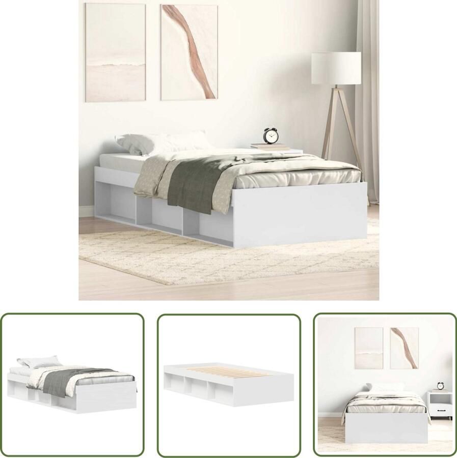 The Living Store Bedframe Hout 193 x 78 x 35 cm Wit Modern Bed Frame Houten Bed Enkel Bed Wit Bed Slaapcomfort