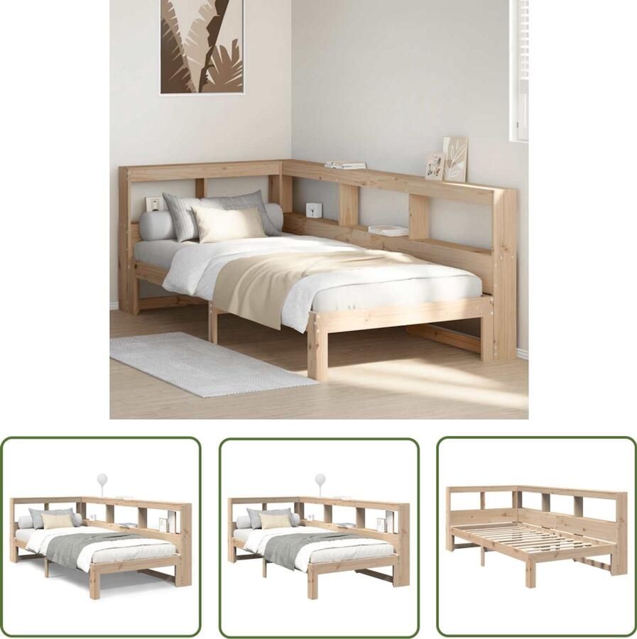 VidaXL Houten Bed Slaapbank Bed met boekenkast zonder matras massief grenenhout 90x190 cm Bed Met Kast Grenen Hout Tweepersoonsbed