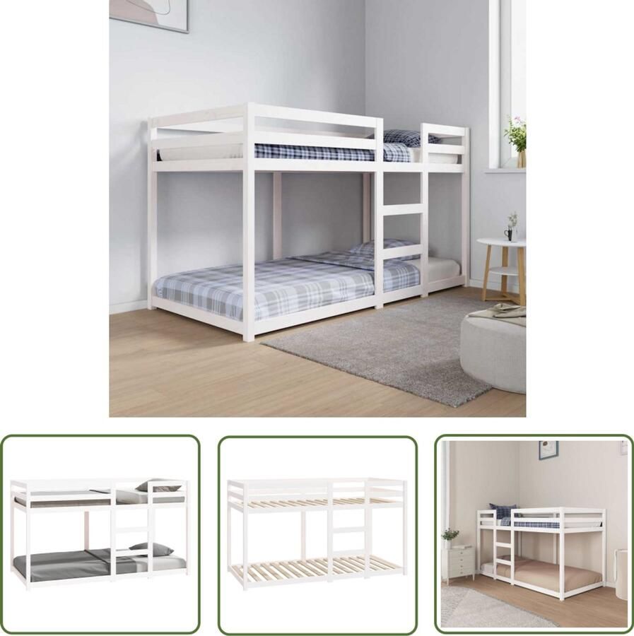 VidaXL Stapelbed 90x190 cm massief grenenhout wit Stapelbed Houten Bed Grenenhouten Bed Kids Bed Tweepersoons Bed