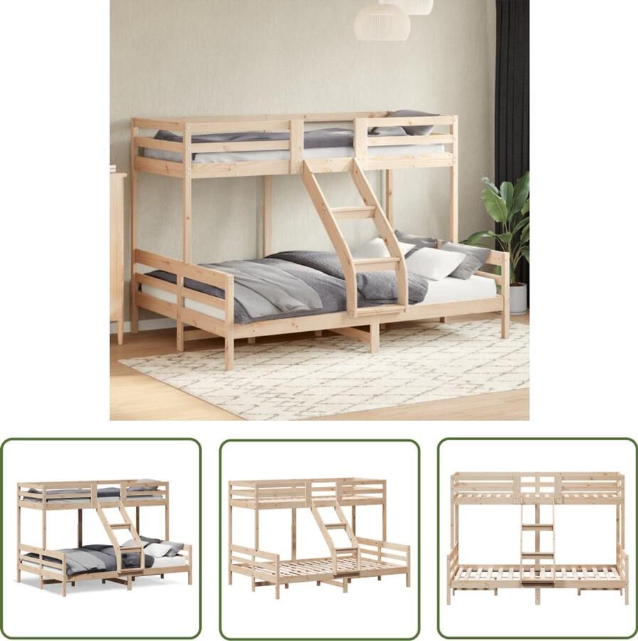VidaXL Stapelbed massief grenenhout 80x200 140x200 cm Stapelbed Houten Bed Grenenhout Bed Tweepersoons Bed Kinderbed