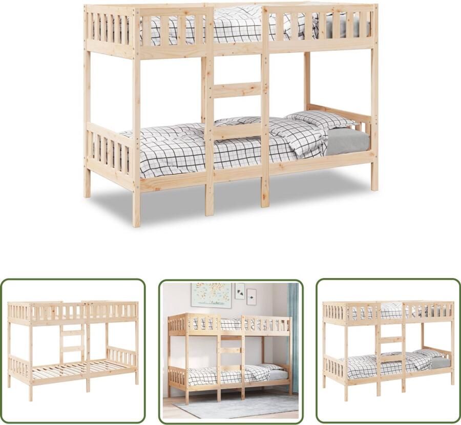 VidaXL Stapelbed massief grenenhout 90x200 cm Stapelbed Houten Bed Kinderbed Tweepersoonsbed Compact Bed