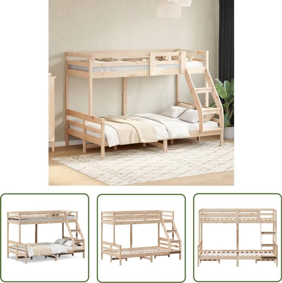 VidaXL Stapelbed massief grenenhout 90x200 120x200 cm Stapelbed Houten Bed Grenenhout Bed Kinderbed Tweepersoonsbed