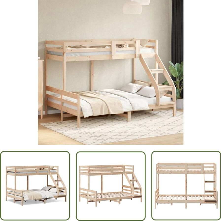 VidaXL Stapelbed massief grenenhout 90x200 140x200 cm Stapelbed Houten Bed Grenenhout Bed Tweepersoons Bed Kinderbed