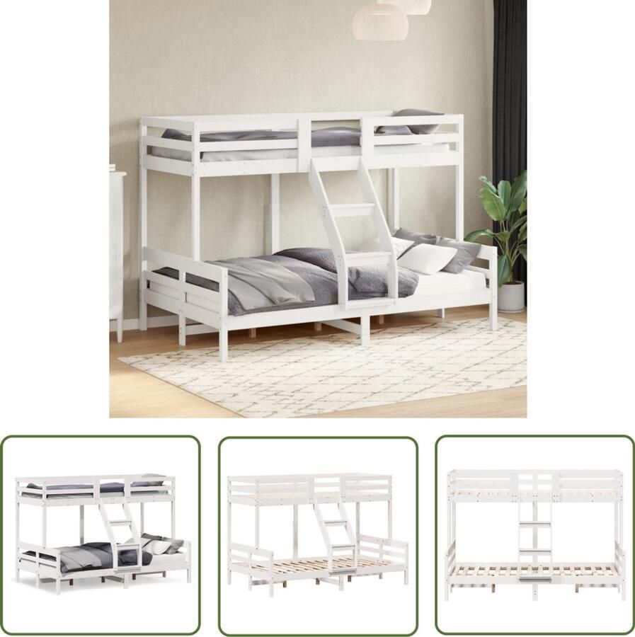 VidaXL Stapelbed massief grenenhout wit 80x200 120x200 cm Stapelbed Houten Bed Grenenhouten Bed Tweepersoons Bed Kinderbed