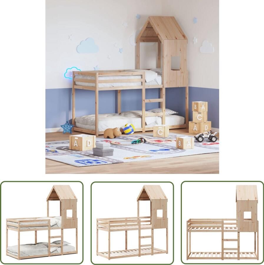VidaXL Stapelbedframe zonder matras massief grenenhout 90x200 cm Stapelbed Houten Bed Grenenhouten Bed Kids Bed Kinderbed