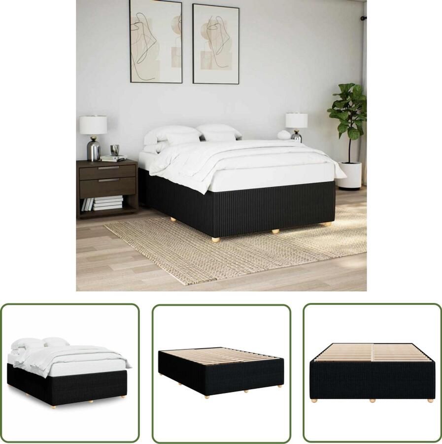 VidaXL Houten Bedframe Bed Frame Bedframe zonder matras stof zwart 140x200 cm Tweepersoons Bed Boxspring Bed Slaapcomfort