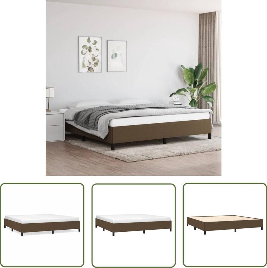 The Living Store Bedframe Donkerbruin 203 x 203 x 35 cm Duurzaam Materiaal Donkerbruin Bedframe Houten Bedframe Stoffen Bedframe Tweepersoons Bed Boxspring Bed