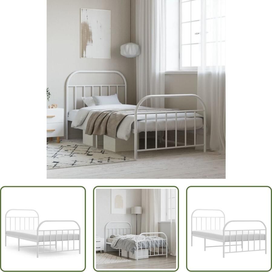 The Living Store Bedframe Klassiek Staal 207 x 112 x 100 cm Robuust Metaal Extra Opbergruimte Wit Klassieke Bedframe Houten Bedframe Staal Bedframe Wit Bedframe Met Opbergruimte