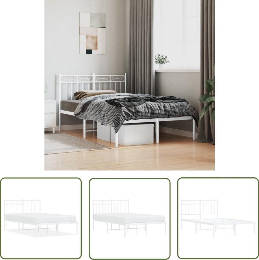 The Living Store Bedframe Klassiek Metalen 196 x 125 x 91 cm Robuust Metalen Bed Frame Klassiek Bed Frame Wit Bed Frame Staal Boxspring Bed