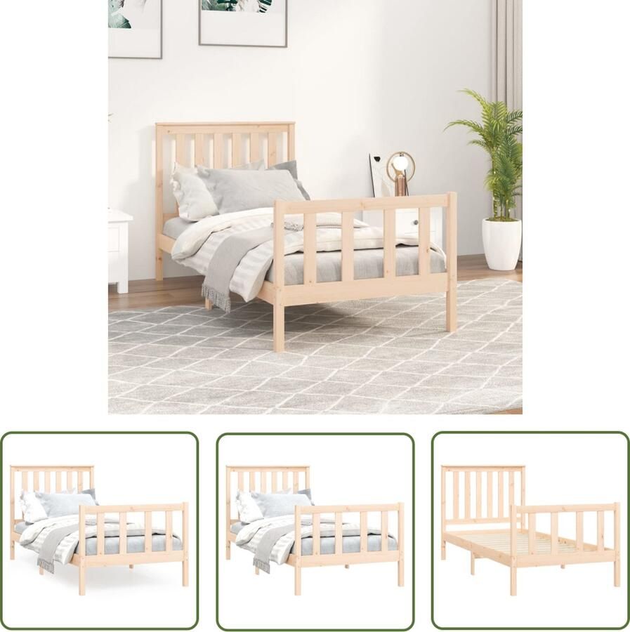 The Living Store Klassiek Houten Bedframe 205.5 x 106 x 101 cm Grenenhout Stevig en Stabiel Geen Matras Inbegrepen Klassieke Bedframe Houten Bedframe Grenenhouten Bedframe Tweepersoons Bed Massief Hout Bed