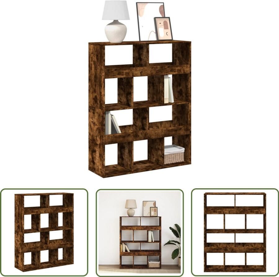 The Living Store Boekenkast 100x33x125 5 cm bewerkt hout gerookt eikenkleurig Boekenkast Houten Boekenkast Opbergkast Bibliotheekkast Kamerdivider