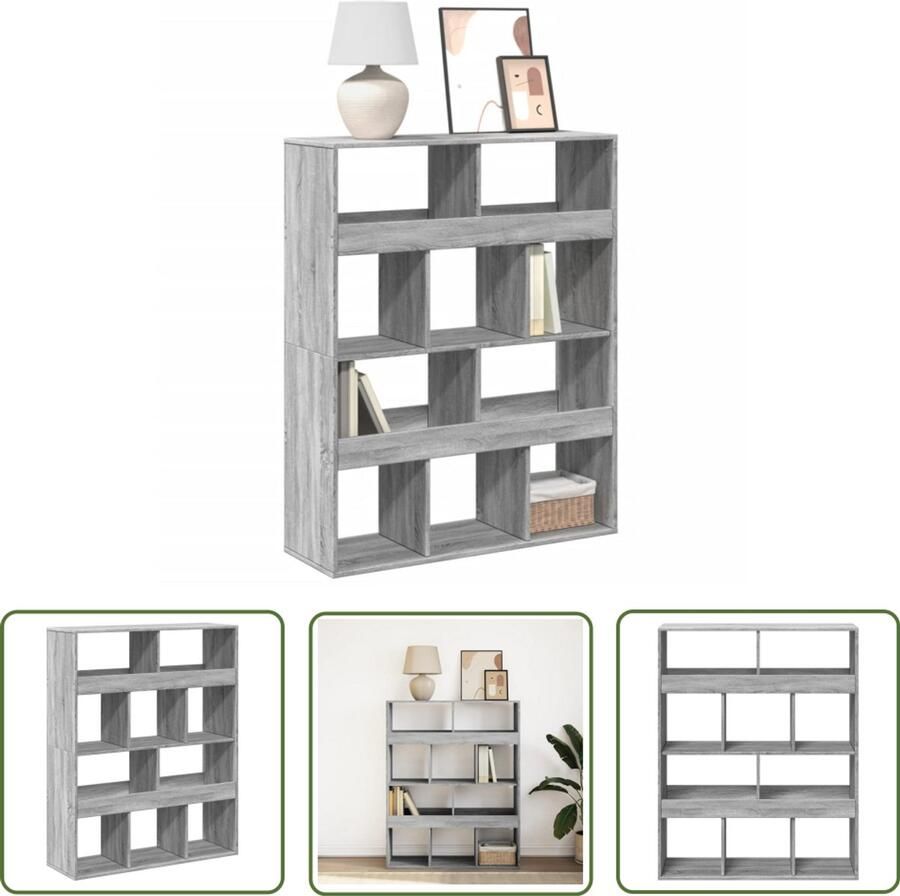 The Living Store Boekenkast 100x33x125 5 cm bewerkt hout grijs sonoma eikenkleur Boekenkast Houten Boekenkast Grijze Boekenkast Sonoma Eiken Opbergkast