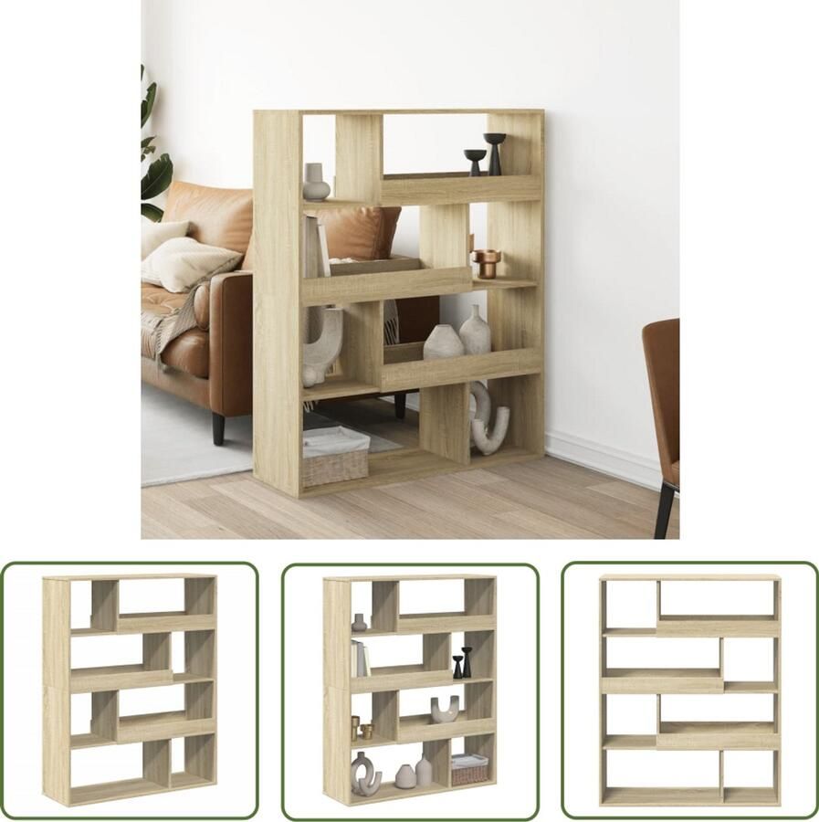The Living Store Boekenkast 100x33x125 5 cm bewerkt hout sonoma eikenkleurig Boekenkast Houten Boekenkast Sonoma Eiken Opbergkast Bibliotheekkast