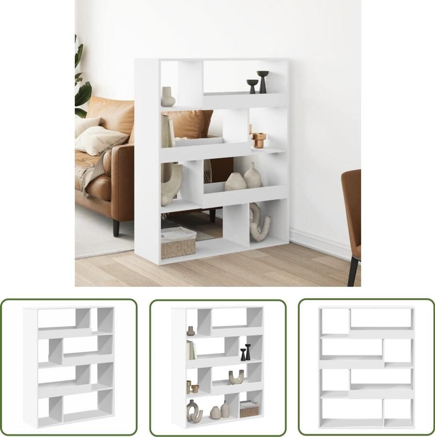 The Living Store Boekenkast 100x33x125 5 cm bewerkt hout wit Boekenkast Houten Boekenkast Bibliotheekkast Opbergkast Vintage Boekenkast