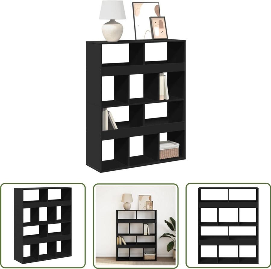 The Living Store Boekenkast 100x33x125 5 cm bewerkt hout zwart Boekenkast Houten Boekenkast Bibliotheekkast Opbergkast Tv Stand