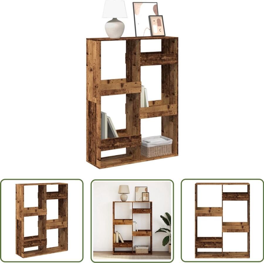 VidaXL Boekenkast 100x33x135 cm bewerkt hout oud houtkleurig Boekenkast Houten Boekenkast Vintage Boekenkast Bibliotheekkast Opslagkast