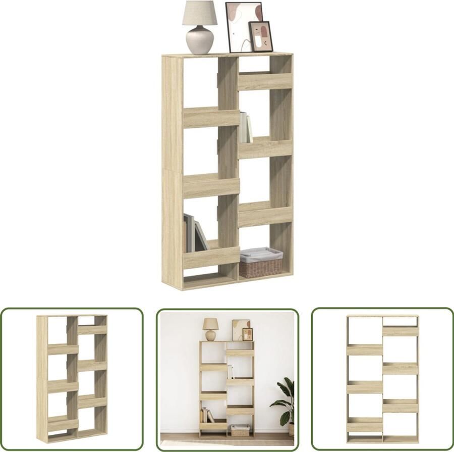 The Living Store Boekenkast 100x33x175 cm bewerkt hout sonoma eikenkleurig Boekenkast Houten Boekenkast Sonoma Eiken Bibliotheekkast Opbergkast