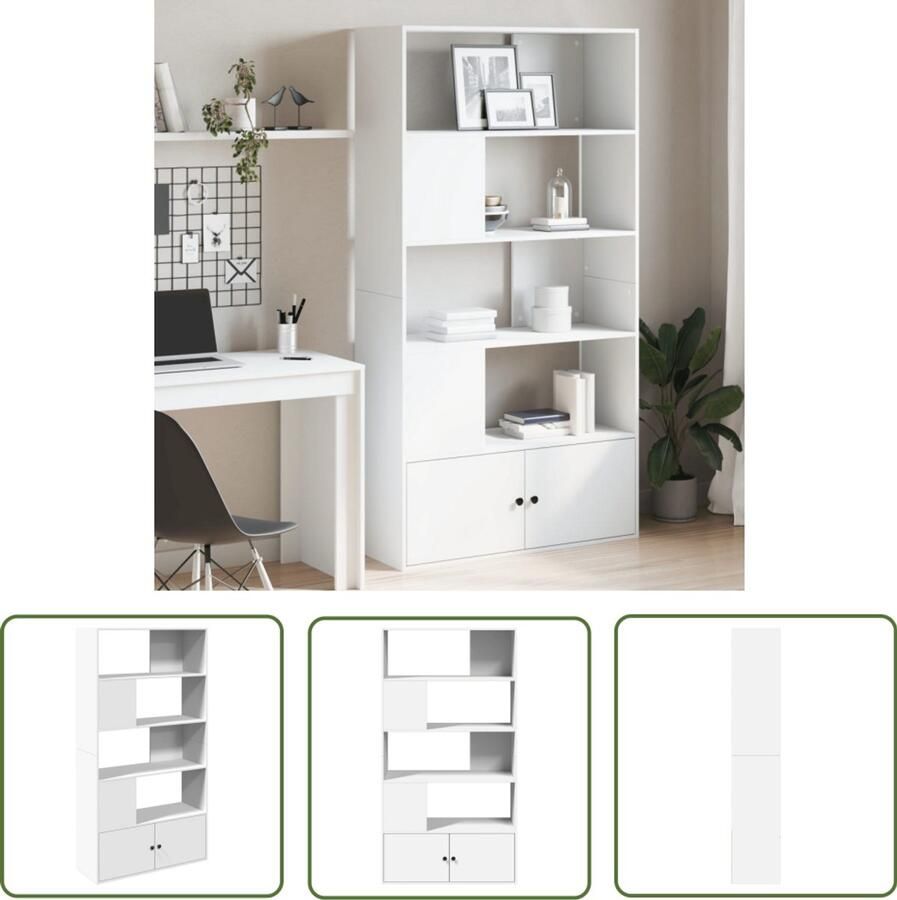 The Living Store Boekenkast 100x36x189 cm bewerkt hout wit Boekenkast Houten Boekenkast Wit Boekenkast Opbergkast Bibliotheekkast