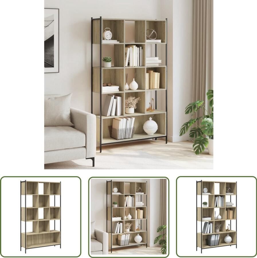 VidaXL Boekenkast 102x28x172 cm bewerkt hout sonoma eikenkleurig Boekenkast Houten Boekenkast Sonoma Eiken Bibliotheekkast Opbergkast