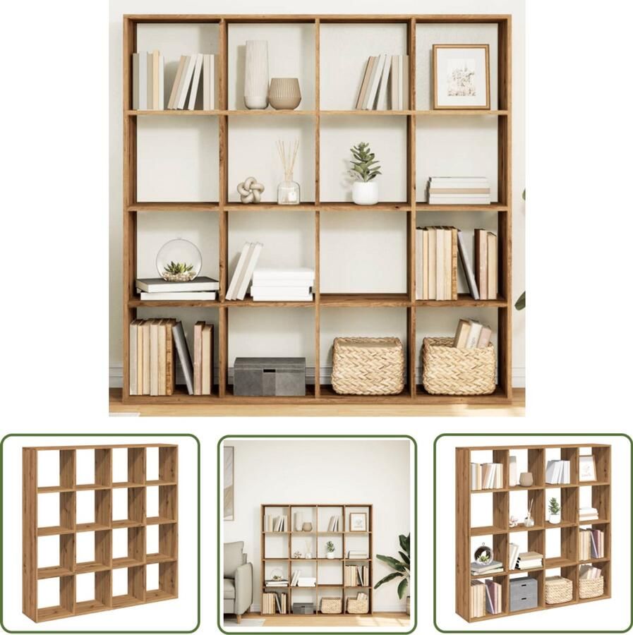 VidaXL Boekenkast 102x29x143 cm bewerkt hout artisanaal eikenkleur Boekenkast Houten Boekenkast Bibliotheek Opslagoplossing Livingroom Furniture