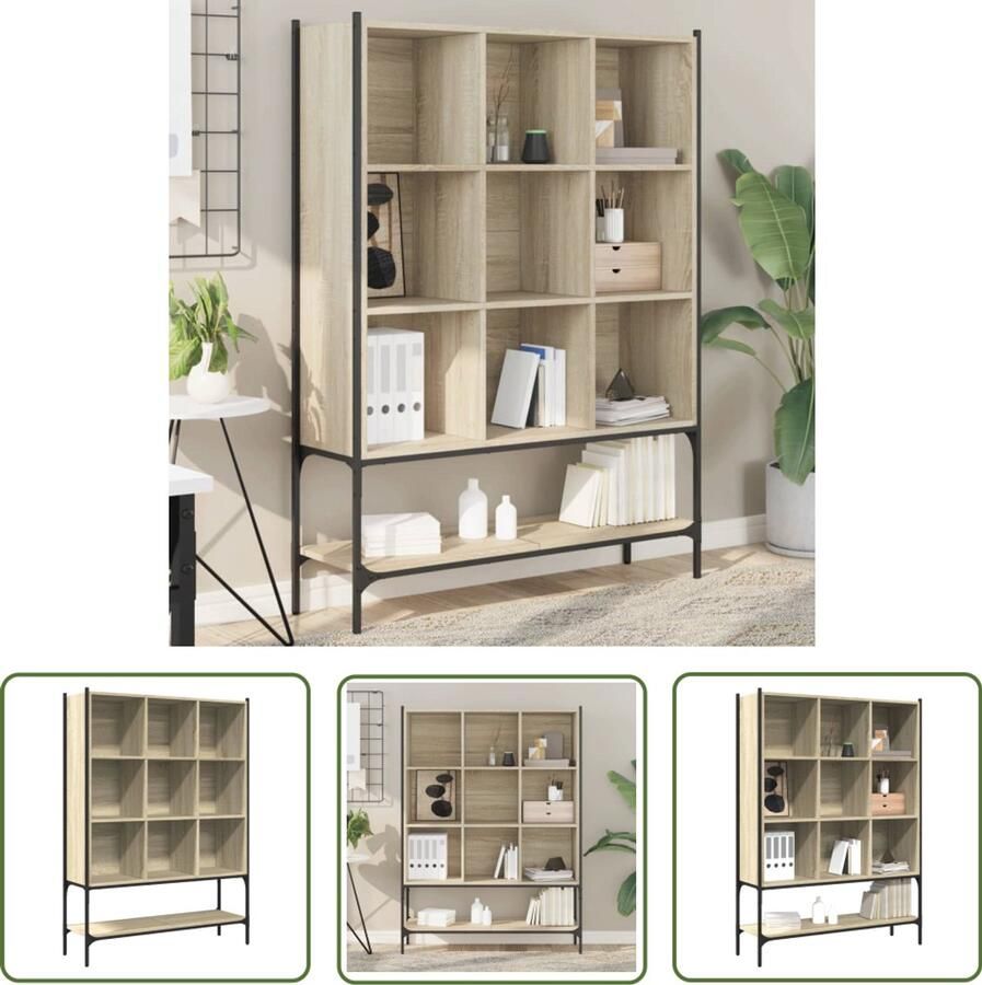 The Living Store Boekenkast 102x30x141 5 cm bewerkt hout sonoma eikenkleurig Boekenkast Houten Boekenkast Sonom Eiken Opbergkast Wandkast