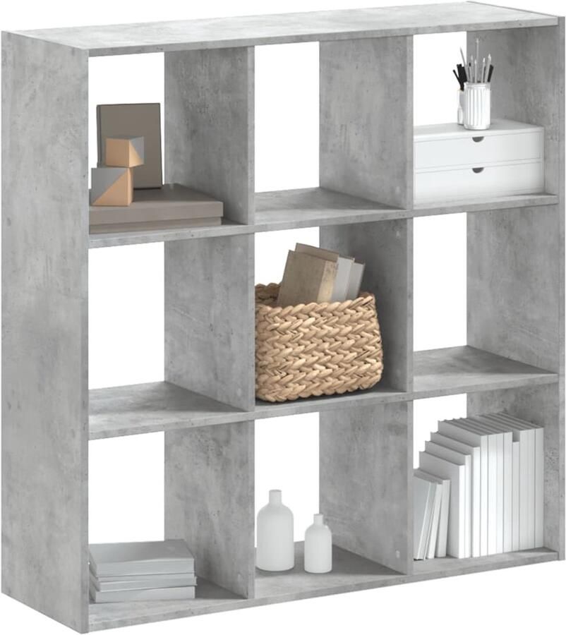 The Living Store Boekenkast 102x32x102 cm bewerkt hout betongrijs Boekenkast Houten Boekenkast Grijze Boekenkast Opslagoplossing Kamerdecoratie