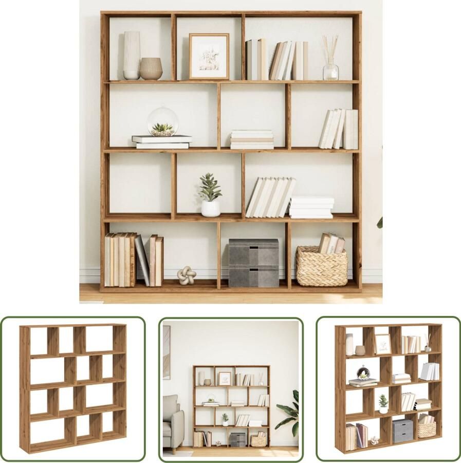 VidaXL Boekenkast 132x29x141 5 cm bewerkt hout artisanaal eikenkleur Boekenkast Houten Boekenkast Bibliotheek Opslagkast Livingroom Furniture